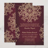 Faire-part de mariage de style indien MARron et OR (Devant / Derrière)