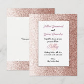 Faire-part de mariage de style paillettes dorées r (Devant / Derrière)
