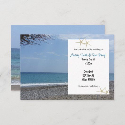 Faire-part de mariage De Style Plage (Devant / Derrière)