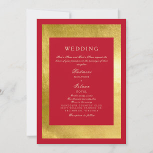 Faire-part de mariage de style rouge et or indien