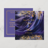 Faire-part de mariage de style soie violette (Devant / Derrière)