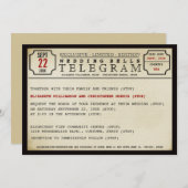 Faire-part de mariage de style Telegram vintage (Devant / Derrière)