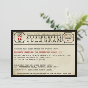 Faire-part de mariage de style Telegram vintage