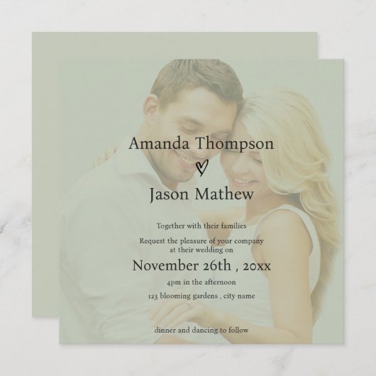 Faire-part de mariage de style Vellum Vert Sage do (Devant / Derrière)