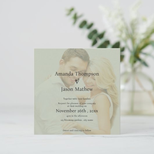 Faire-part de mariage de style Vellum Vert Sage do (Debout devant)