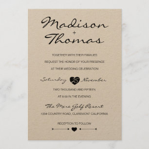 Faire-part de mariage de suite romantique rustique