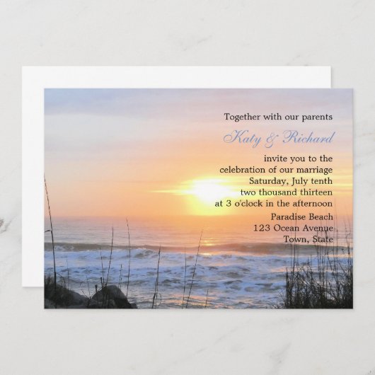 Faire-part de mariage de Sunset Ocean (Devant / Derrière)