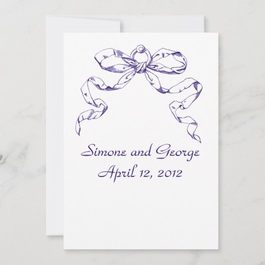 Faire-part de mariage de swag à cou bleu (Dos)