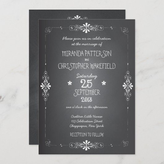 Faire-part de mariage de tableau (Devant / Derrière)