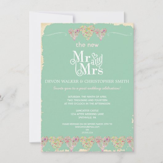 Faire-part de mariage de tableau de bord des coeur (Devant)