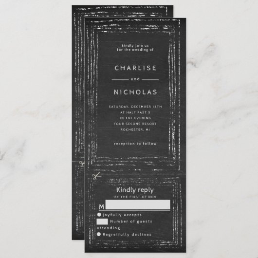 Faire-part de mariage de tableau de bord rustique (Devant / Derrière)