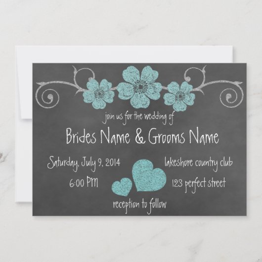 Faire-part de mariage de tableau de bord Turquoise (Devant)