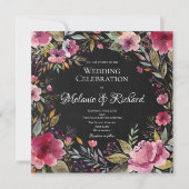 Faire-part de mariage de tableau noir rose (Devant)