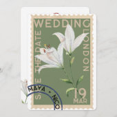 Faire-part de mariage de tampon vintage (Devant / Derrière)