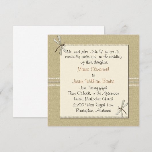 Faire-part de mariage de Tan Dragonfly (Devant / Derrière)