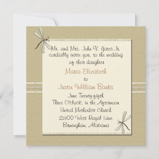 Faire-part de mariage de Tan Dragonfly (Devant)