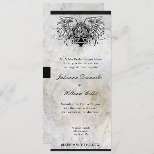 Faire-part de mariage de tatouage urbain irlandais (Devant / Derrière)