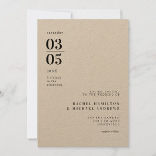 Faire-part de mariage de tendance minimale en gras