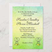 Faire-part de mariage de tennis texturé vert à jau (Devant)