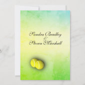 Faire-part de mariage de tennis texturé vert à jau (Dos)