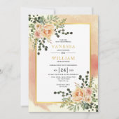 Faire-part de mariage de terre cuite douce fleurs (Devant)