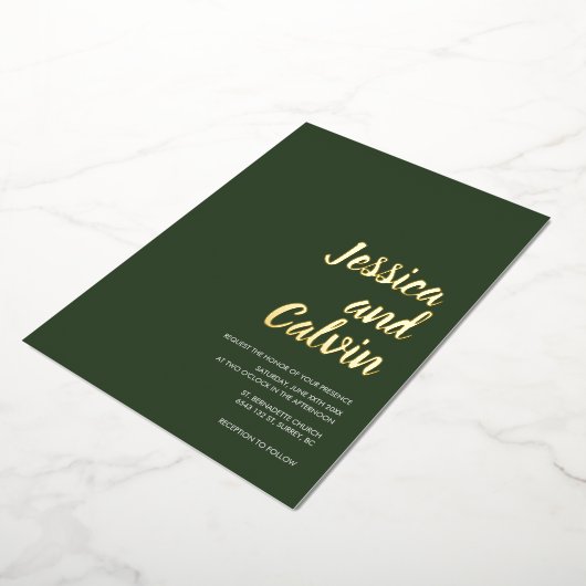 Faire-part de mariage de texte moderne en or foncé (Rotation)