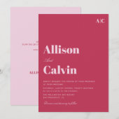 faire-part de mariage de texte moderne magenta (Devant / Derrière)