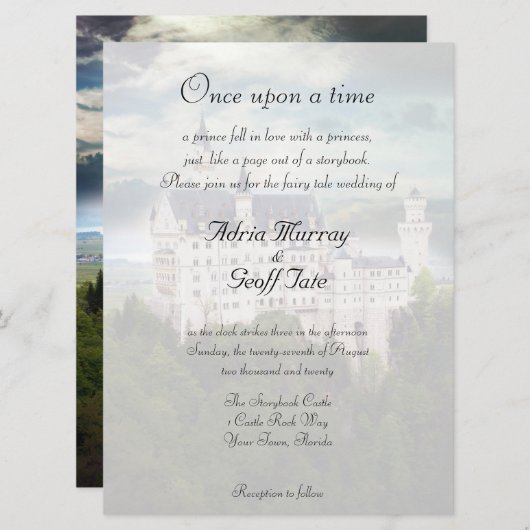 Faire-part de mariage de thème de château (Devant / Derrière)