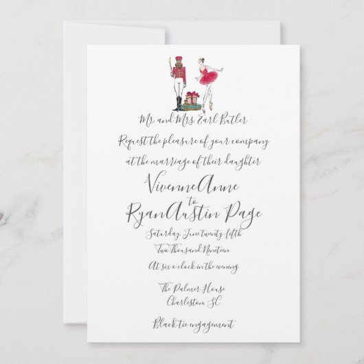 Faire-part de mariage de thème Nutcracker aquarell (Devant)