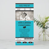 Faire-part de mariage de ticket de hockey sur aqua (Debout devant)