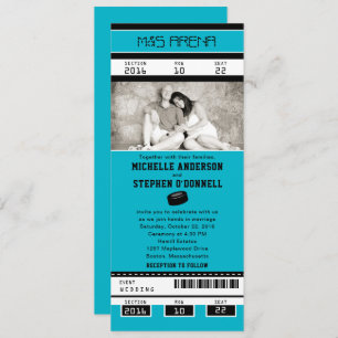 Faire-part de mariage de ticket de hockey sur aqua