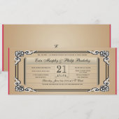 Faire-part de mariage de ticket Vintage (Devant / Derrière)