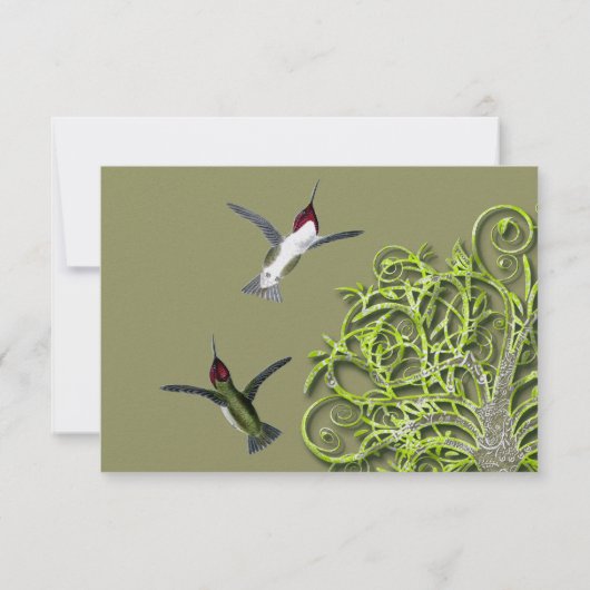 Faire-part de mariage de tilleul des colibris (Dos)