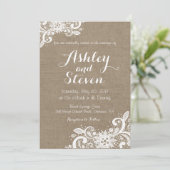 Faire-part de mariage de toile de jute et de (Debout devant)