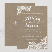 Faire-part de mariage de toile de jute et de (Devant / Derrière)