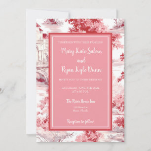 Faire-part de mariage de Toile Rouge Rose