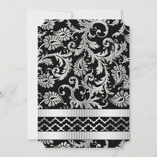 Faire-part de mariage de torsades en argent Damask (Dos)