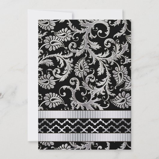 Faire-part de mariage de torsades en argent Damask (Dos)