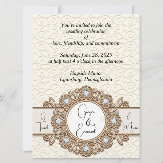 Faire-part de mariage de tourbillons de crème douc (Devant)