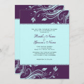 Faire-part de mariage de tourbillons floraux Turqu (Devant / Derrière)