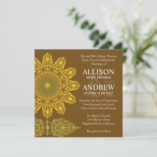 Faire-part de mariage de tournesol (Debout devant)