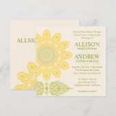 Faire-part de mariage de tournesol (Devant / Derrière)