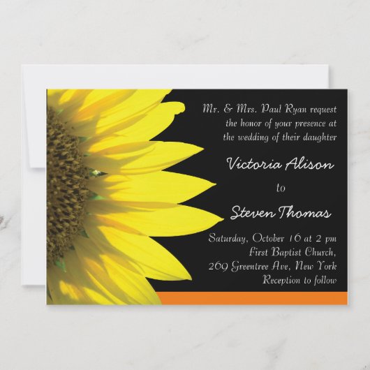 Faire-part de mariage de tournesol (Devant)