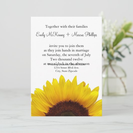 Faire-part de mariage de tournesol (Debout devant)