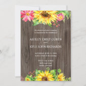 Faire-part de mariage de tournesol avec arrière - (Devant)