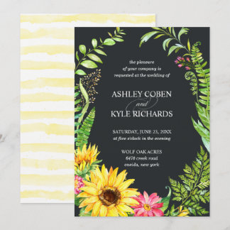 Faire-part de mariage de tournesol avec arrière - 