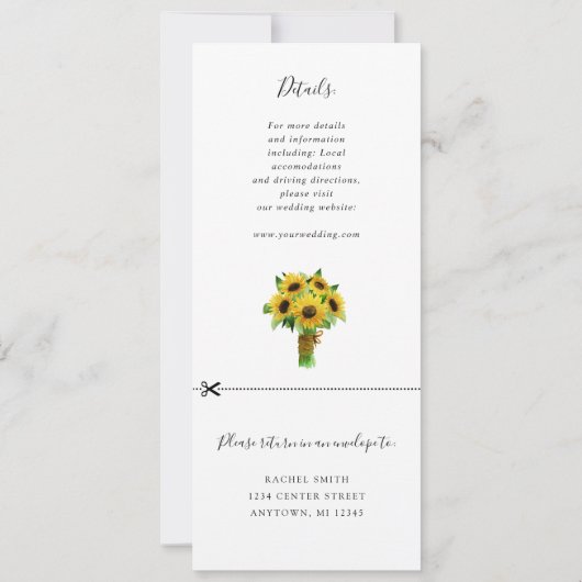 Faire-part de mariage de tournesol avec rsvp attac (Dos)