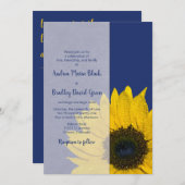 Faire-part de mariage de tournesol bleu jaune de l (Devant / Derrière)