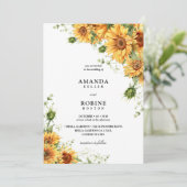 Faire-part de mariage de tournesol d'aquarelle (Debout devant)