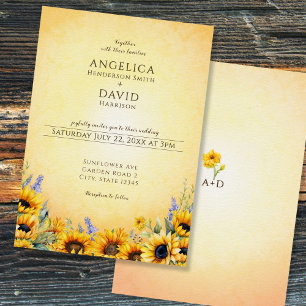 Faire-part de mariage de tournesol d'aquarelle